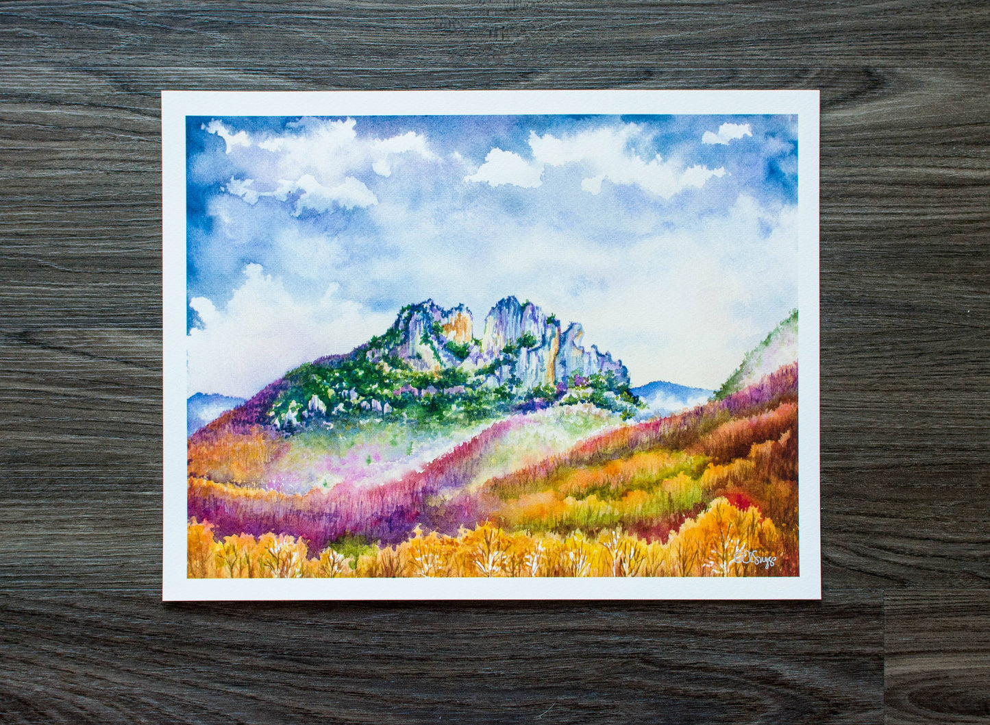 Seneca Rocks Autumn Fog Print: 10" x 8"
