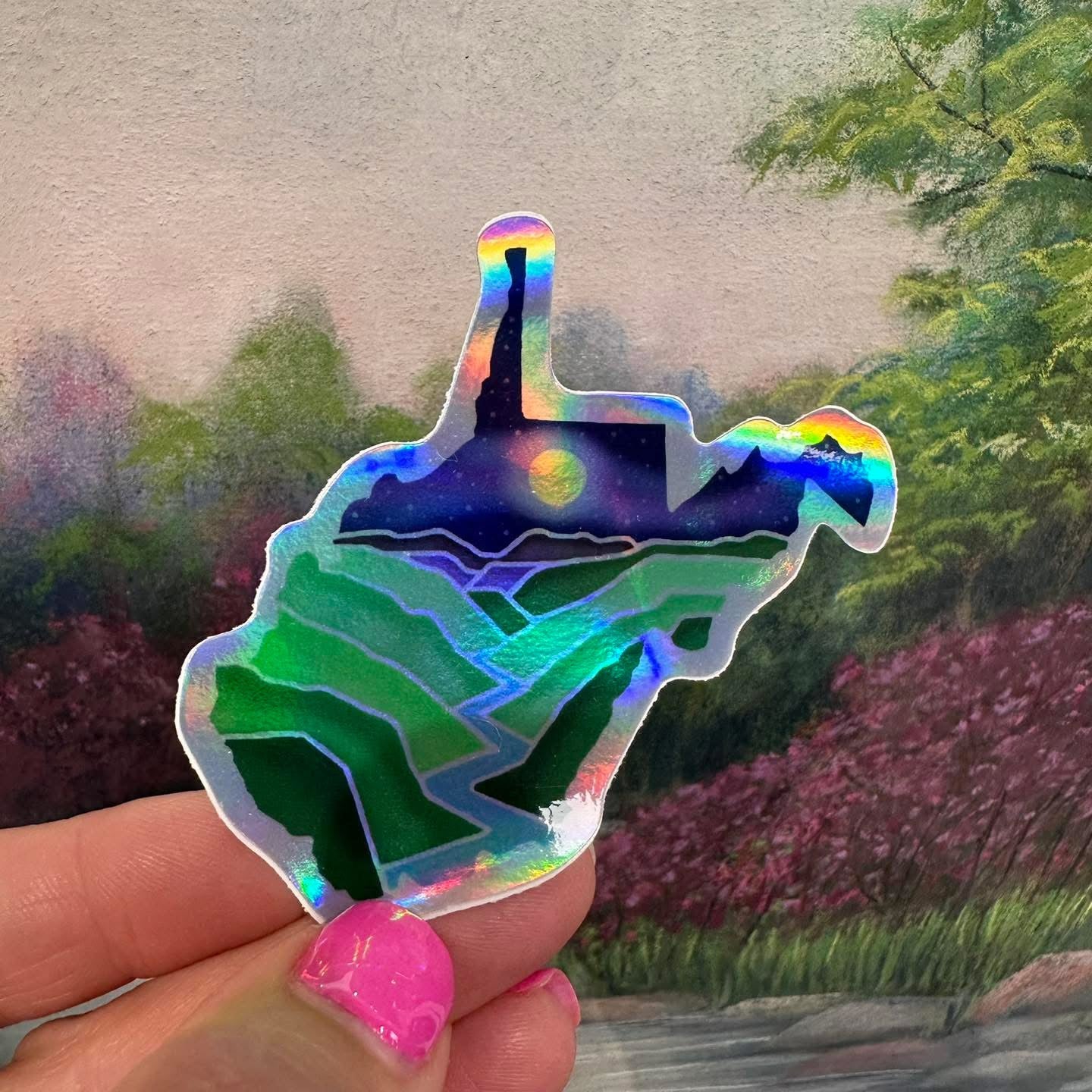 WV Mountains Holographic Sticker