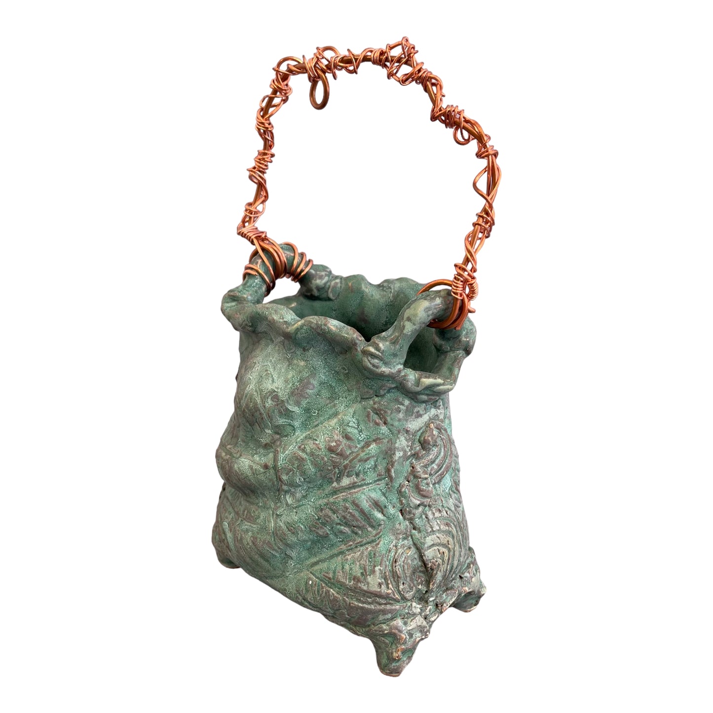Turquoise Basket w/ Copper Handle