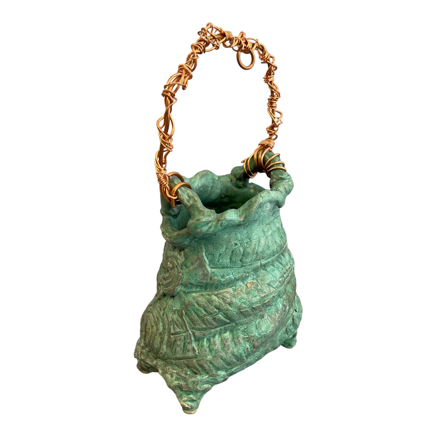 Turquoise Basket w/ Copper Handle