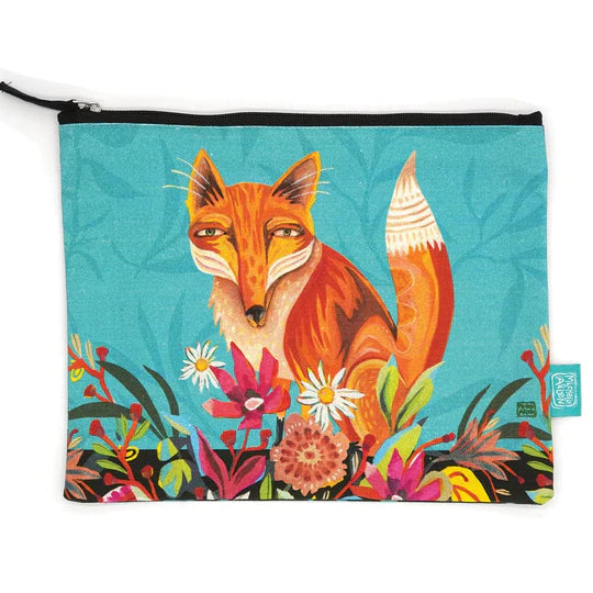 Fox&Flowers Zippered Pouch