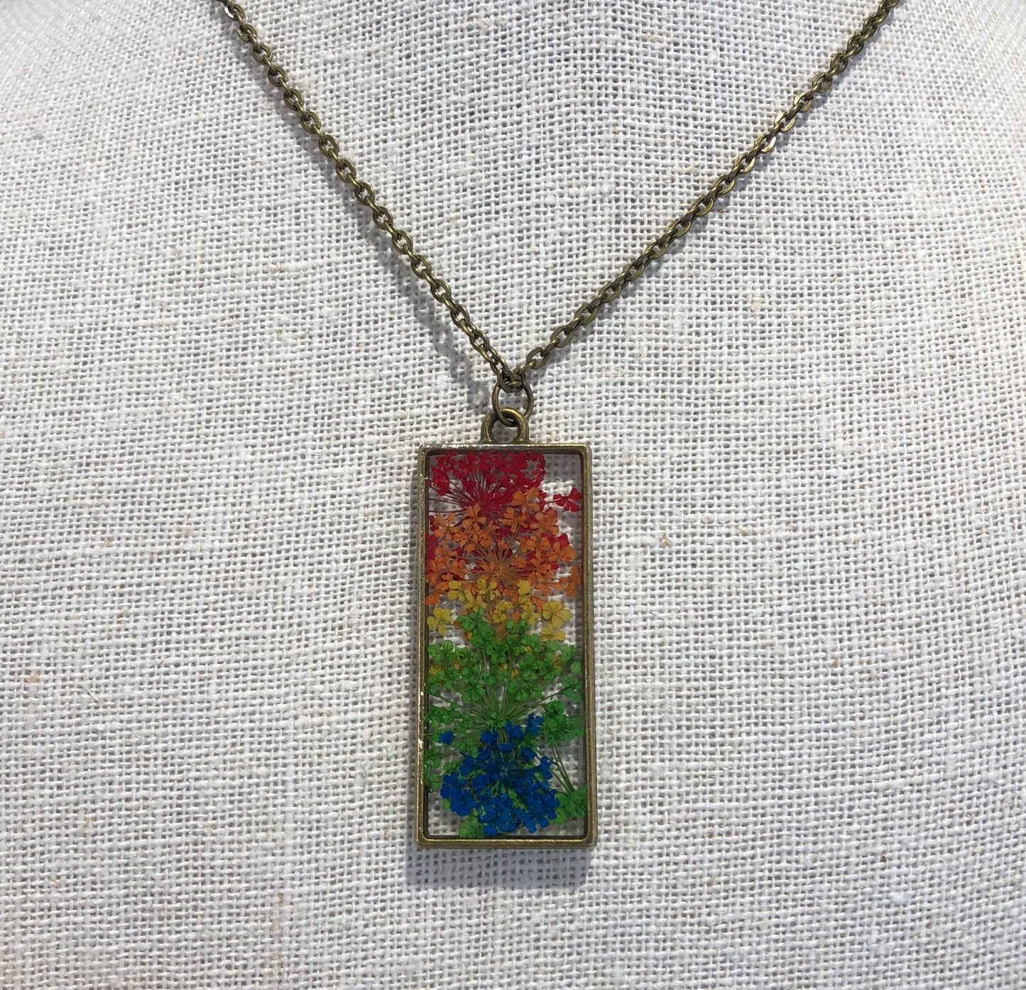 Rainbow Queen Anne's Lace Necklace