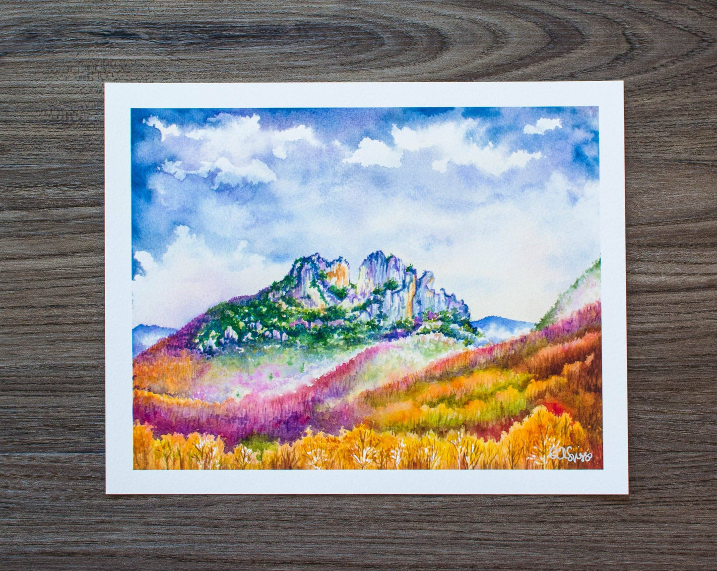 Seneca Rocks Autumn Fog Print: 10" x 8"