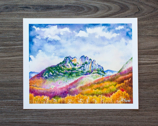 Seneca Rocks Autumn Fog Print: 10" x 8"