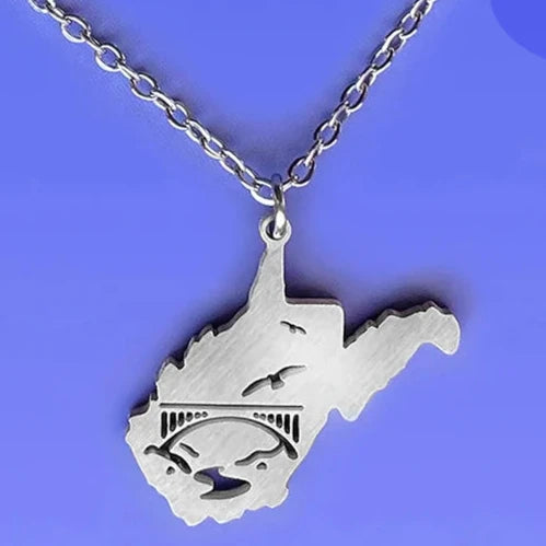 WV State Map Necklace