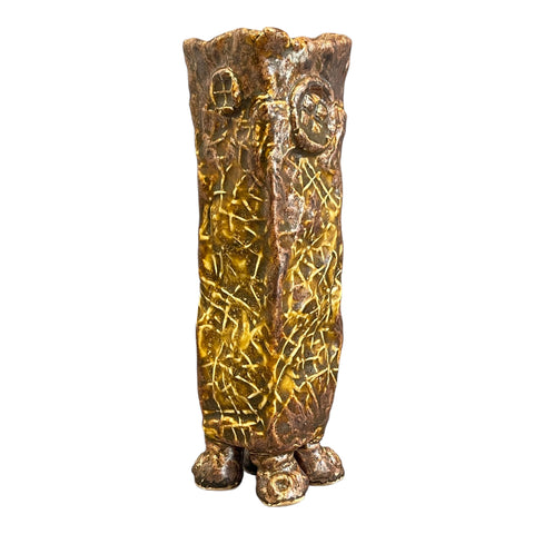 Gold Squared Footed Vase