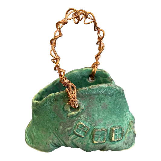 Small Turquoise Basket w/ copper handle