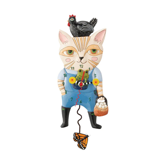 Country Cat Pendulum Clock