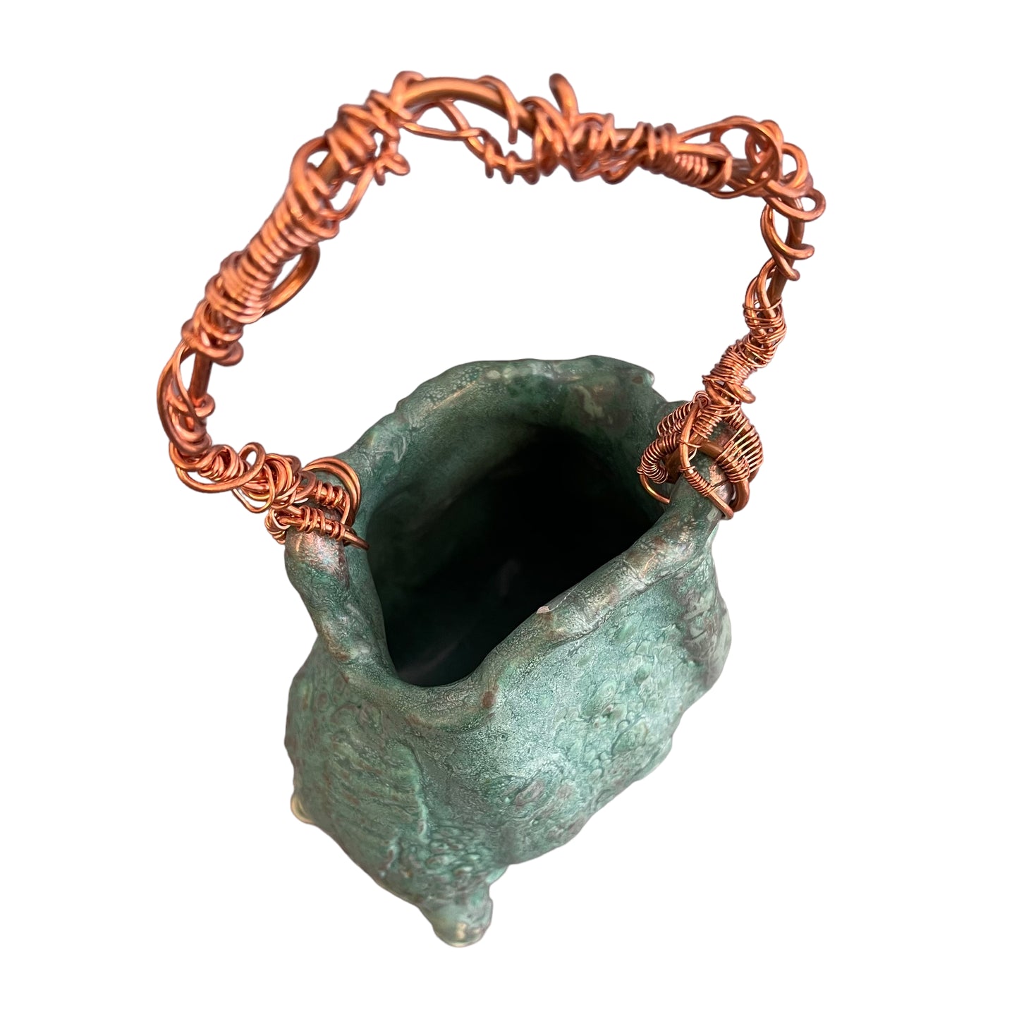 Turquoise Basket w/ copper handle