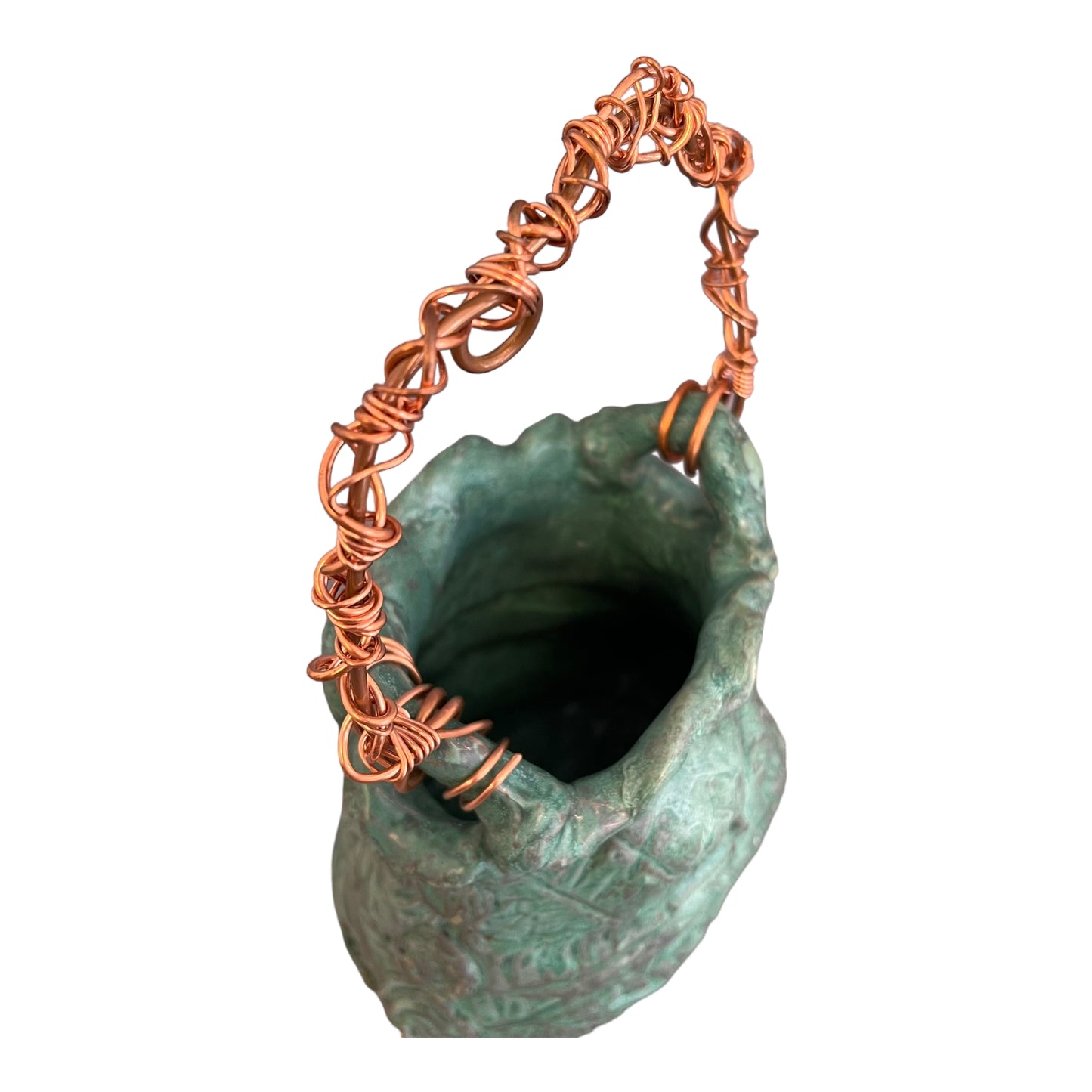 Turquoise Basket w/ Copper Handle