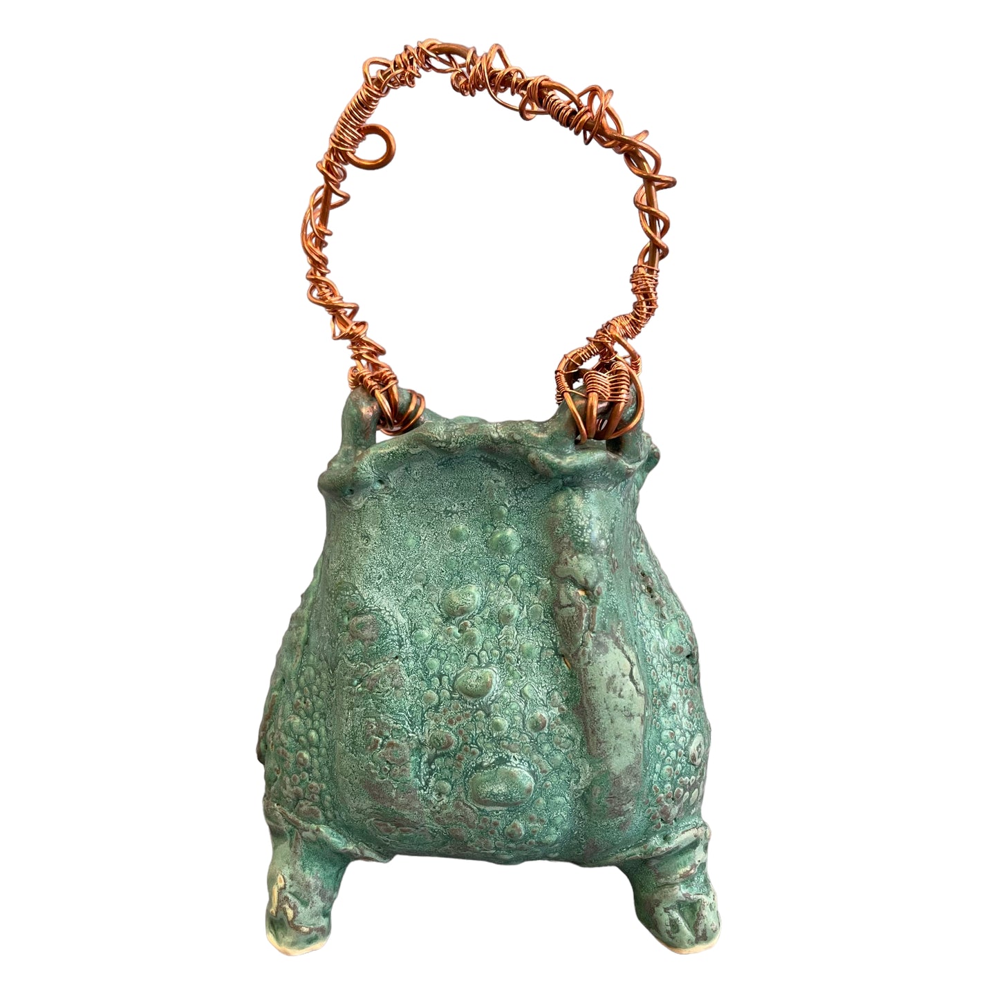 Turquoise Basket w/ copper handle