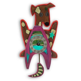 Wooden Doggie Pendulum Clock