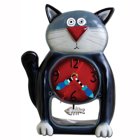 Black Kitty Pendulum Clock