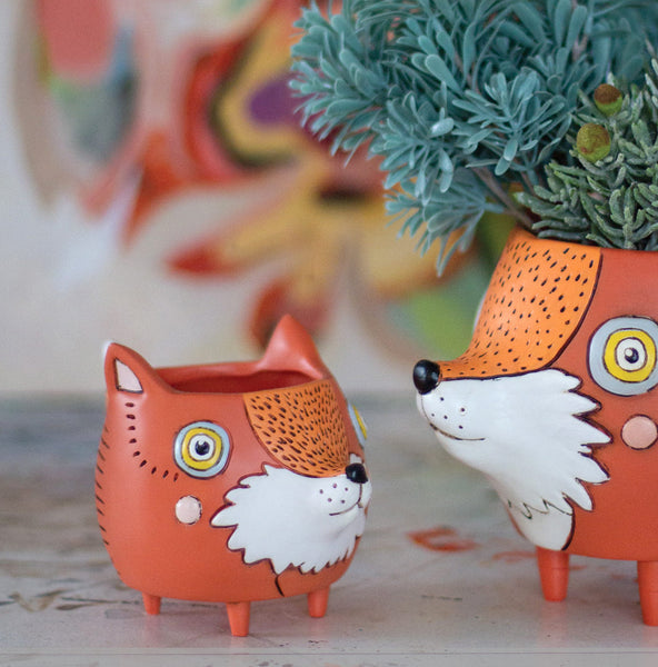 Ceramic Handmade Fox on cloud Pot Vase, Animal Pot, Fox deals Sculpture, fox Planter