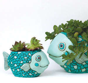 Baby Teal Fish Planter