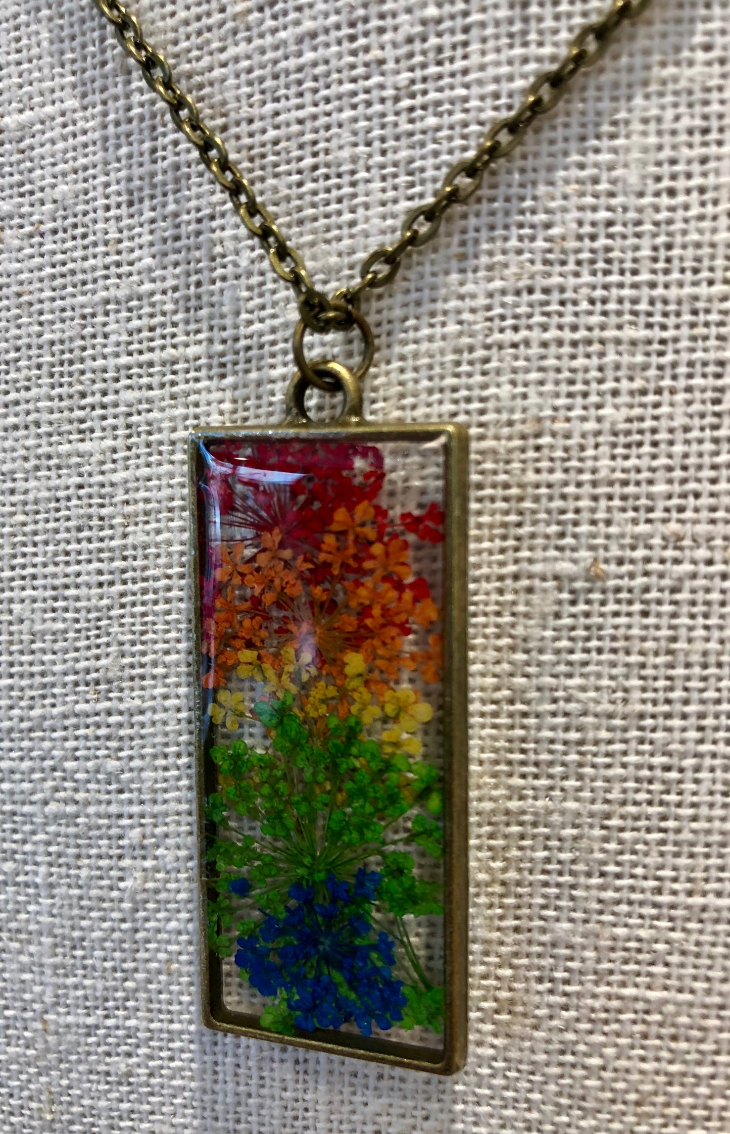Rainbow Queen Anne's Lace Necklace