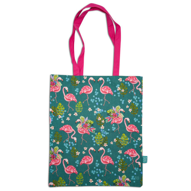 Teal Flamingo Canvas Tote