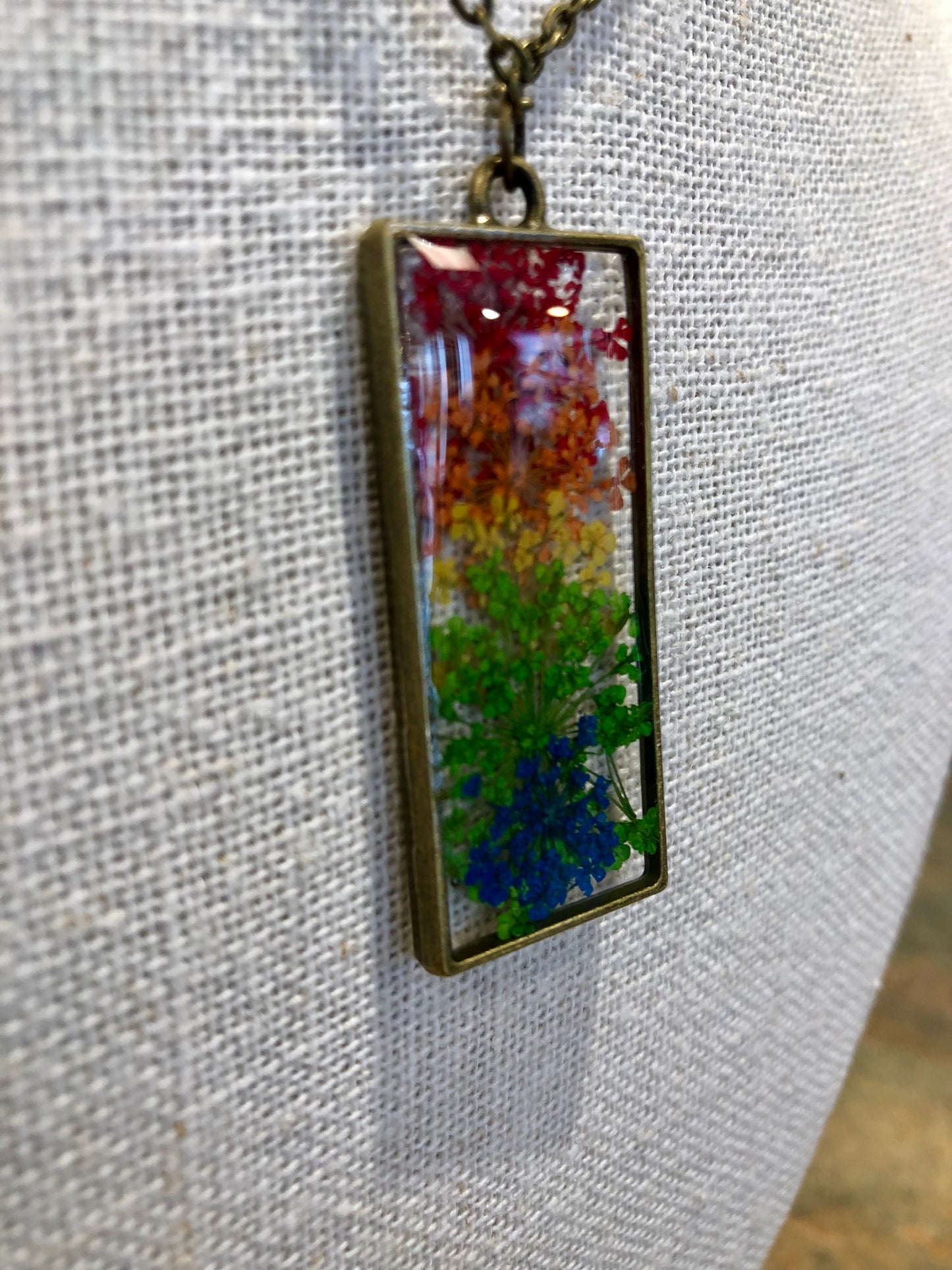 Rainbow Queen Anne's Lace Necklace