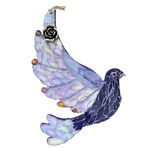 Mosaic Bird in Purples
