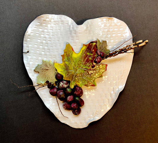 White Heart Wall Hanging with Grapes